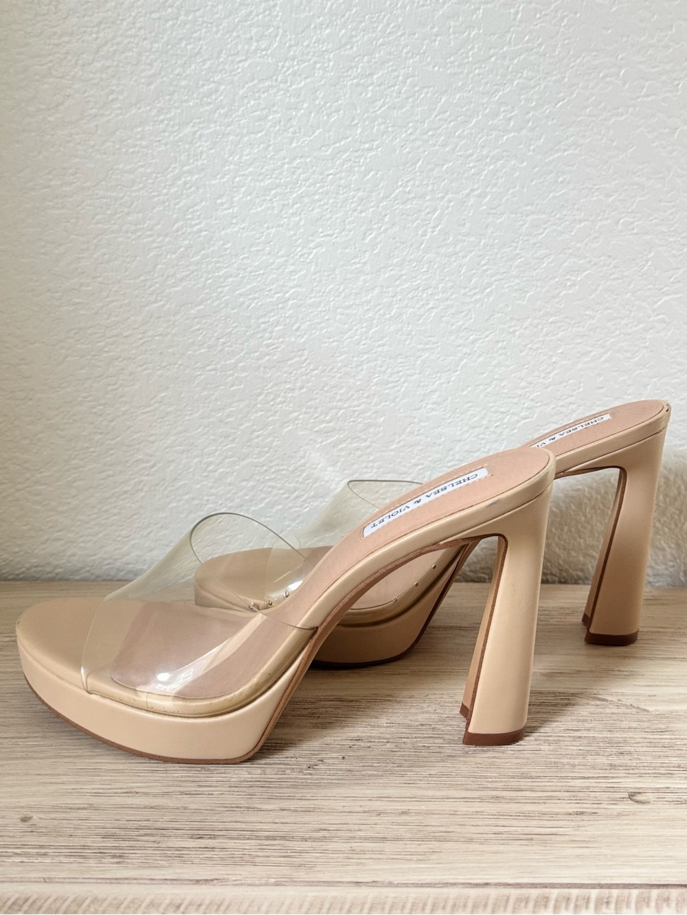 CHELSEA & VIOLET Nude Clear Strap Platform Heels . Size 9.5 - Picture 10 of 10